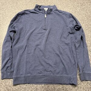 Peter Millar Men's Blue Comfort Interlock Quarter Zip Pullover
